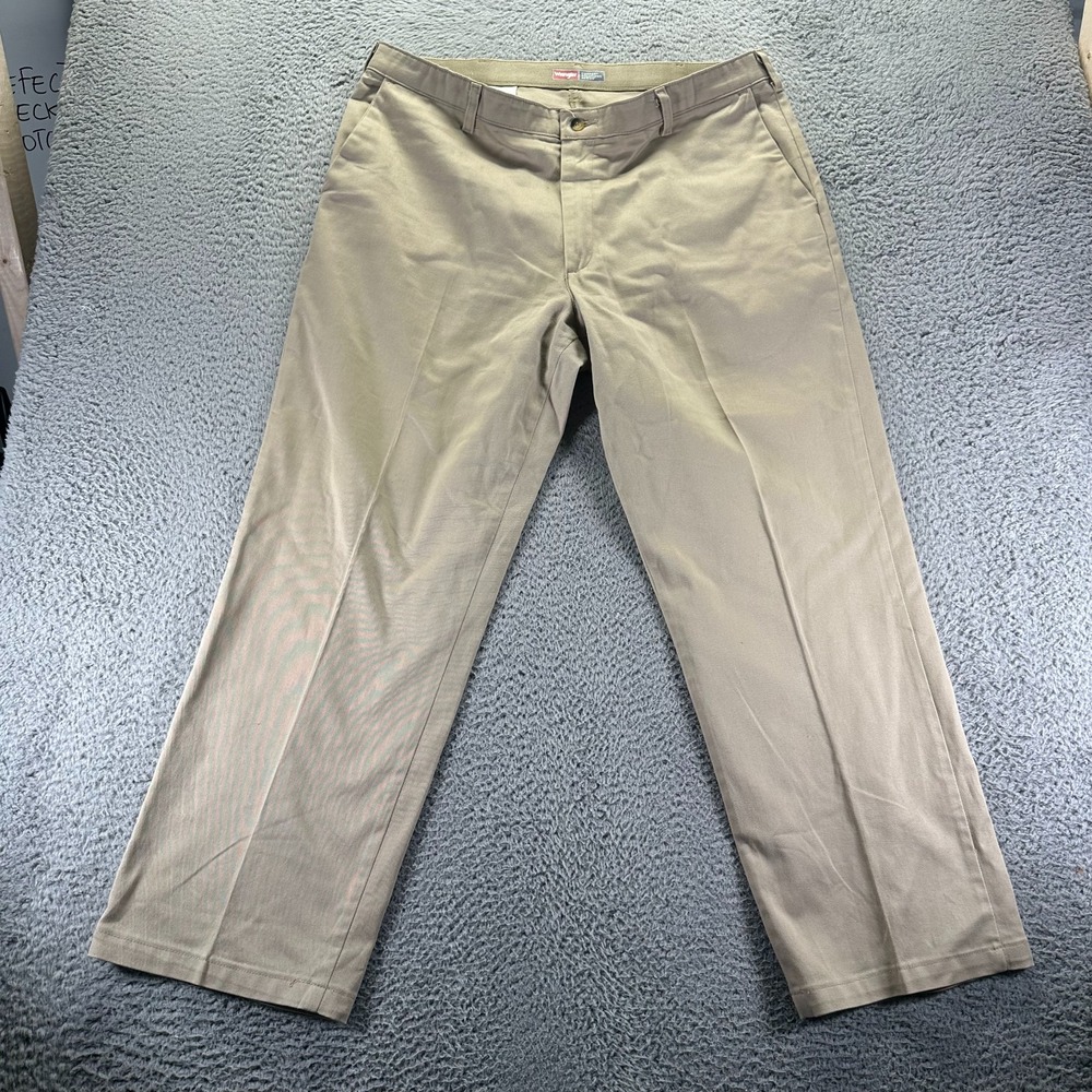 Wrangler Comfort Solution Pant Mens 38x30 Brown Cotton Khakis Straight Workwear